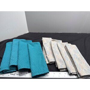 Norwex Recycled BacLock Microfiber Cloths Set Of 8  4 Teal & 4 Leaf Pattern Desi